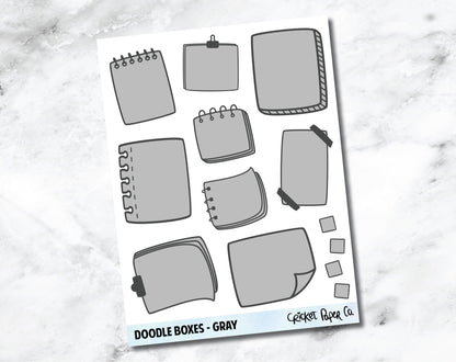 Doodle Boxes Planner Stickers - Gray-Cricket Paper Co.
