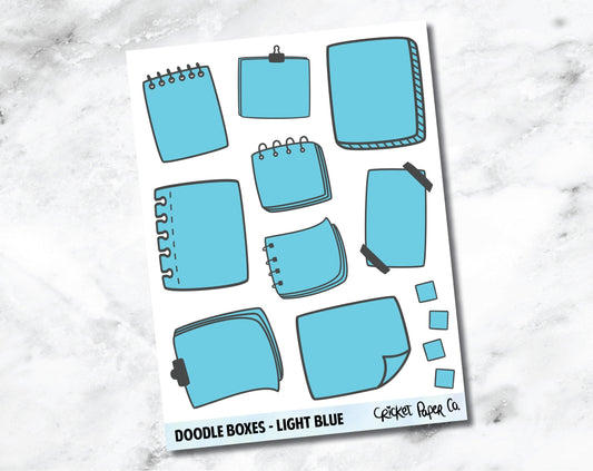 Doodle Boxes Planner Stickers - Light Blue-Cricket Paper Co.