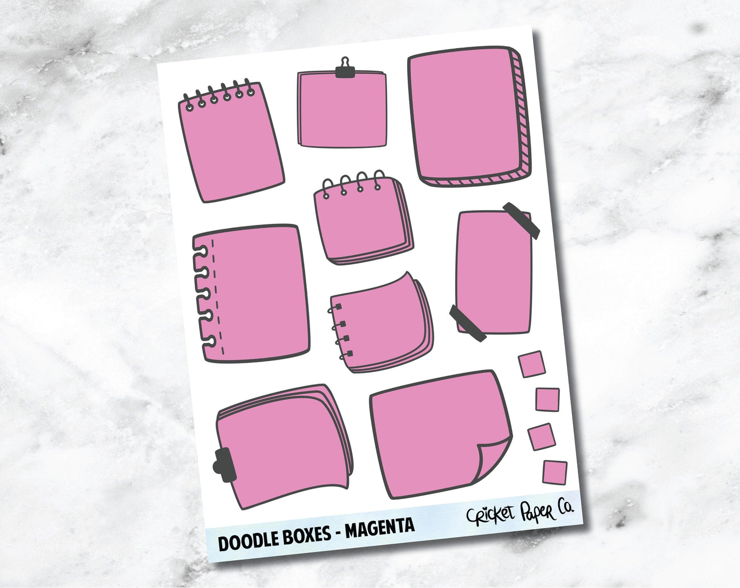 Doodle Boxes Planner Stickers - Magenta-Cricket Paper Co.