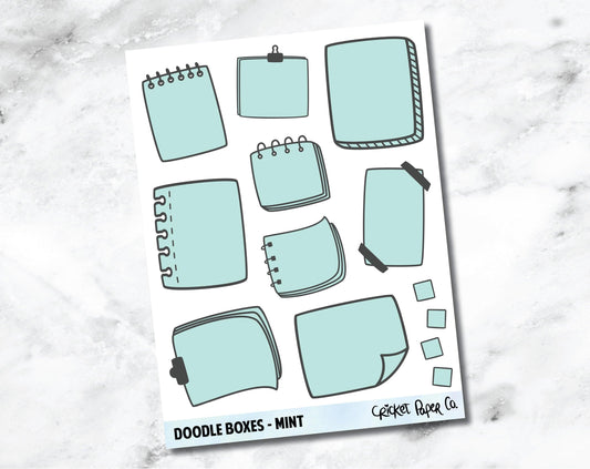 Doodle Boxes Planner Stickers - Mint-Cricket Paper Co.