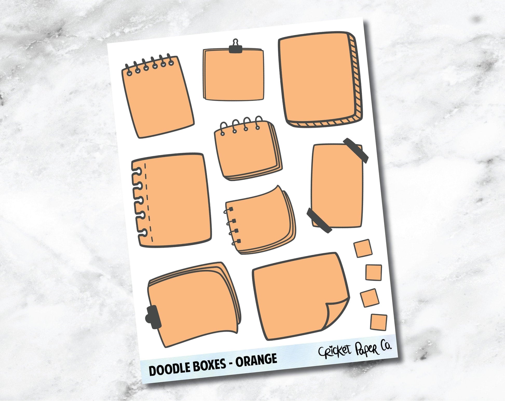 Doodle Boxes Planner Stickers - Orange-Cricket Paper Co.