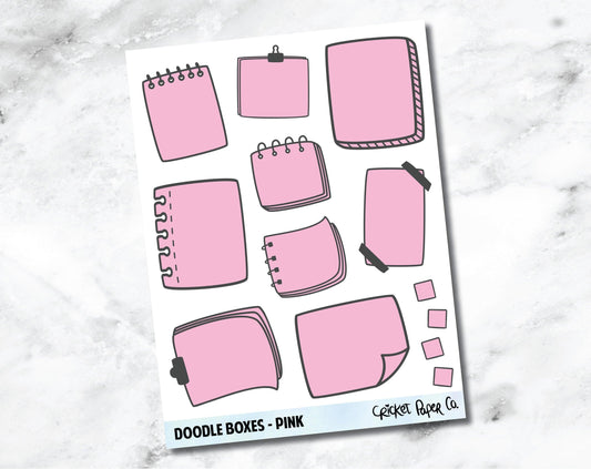 Doodle Boxes Planner Stickers - Pink-Cricket Paper Co.