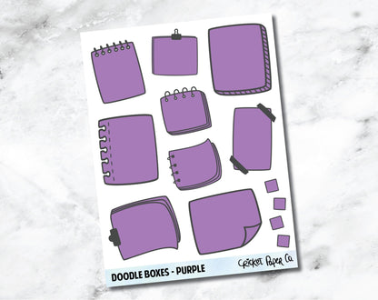 Doodle Boxes Planner Stickers - Purple-Cricket Paper Co.