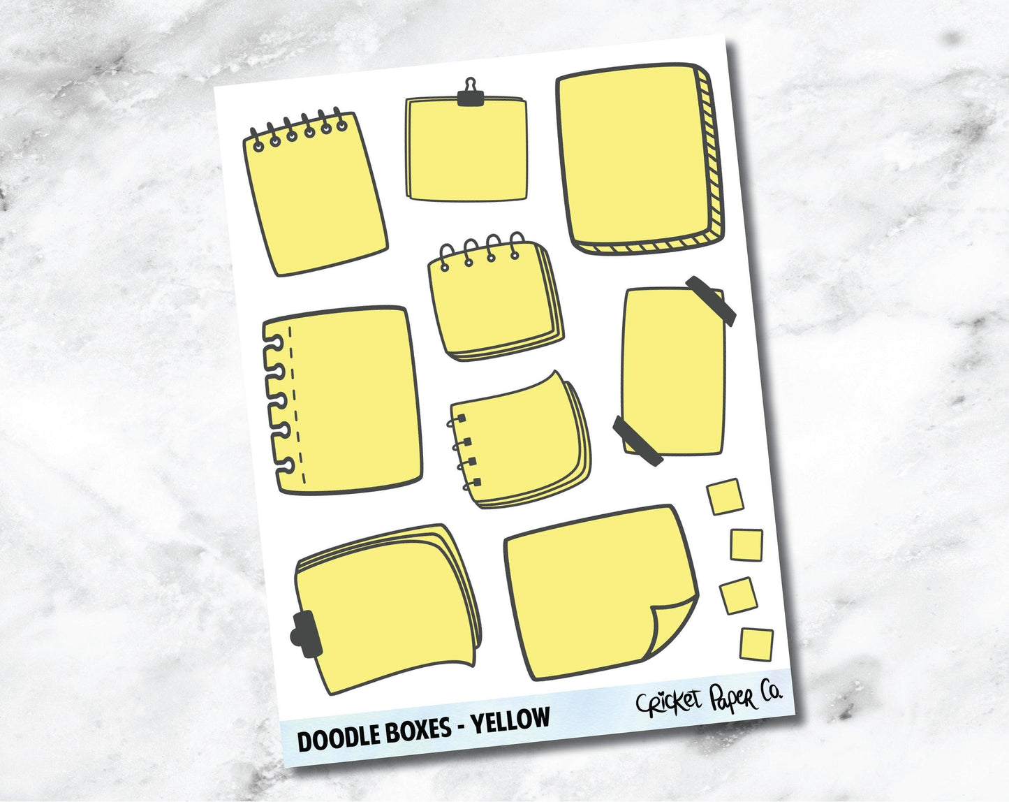 Doodle Boxes Planner Stickers - Yellow-Cricket Paper Co.