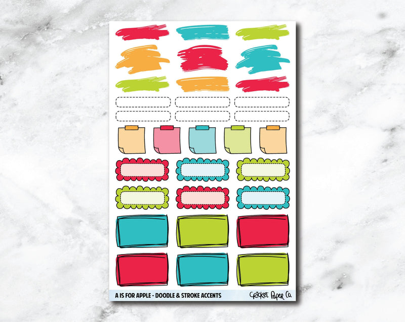 Doodle & Stroke Accents Planner Stickers - A Is for Apple-Cricket Paper Co.