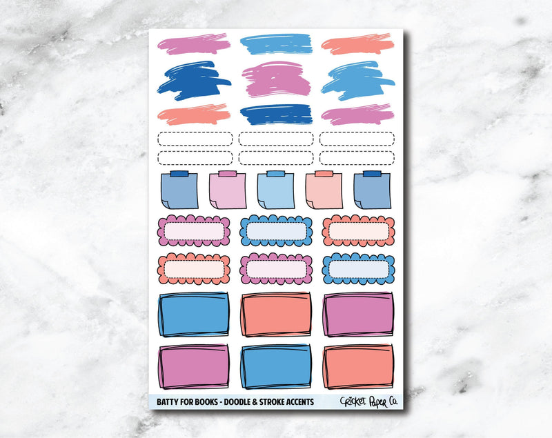 Doodle & Stroke Accents Planner Stickers - Batty for Books-Cricket Paper Co.