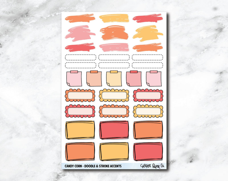 Doodle & Stroke Accents Planner Stickers - Candy Corn-Cricket Paper Co.