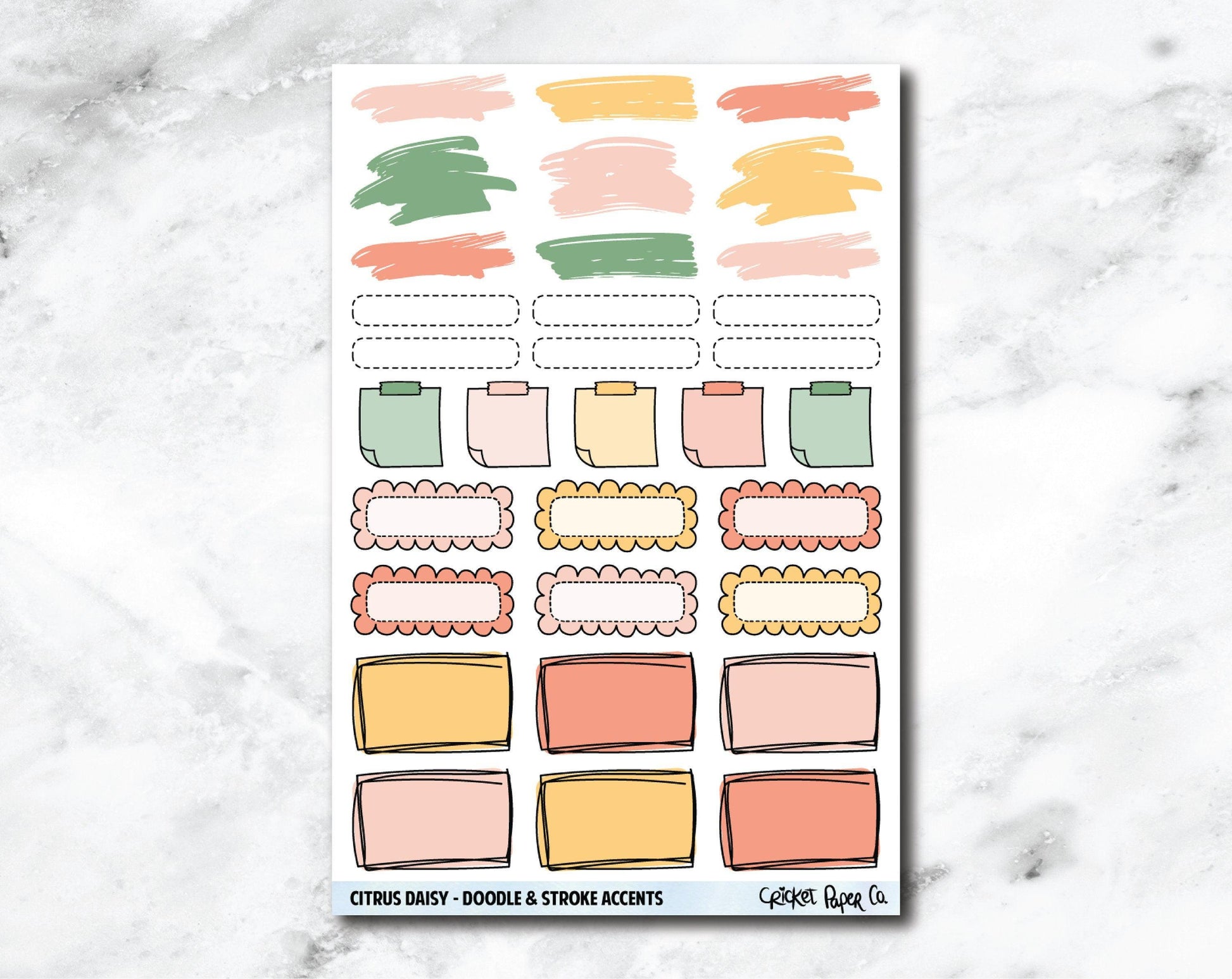 Doodle & Stroke Accents Planner Stickers - Citrus Daisy-Cricket Paper Co.