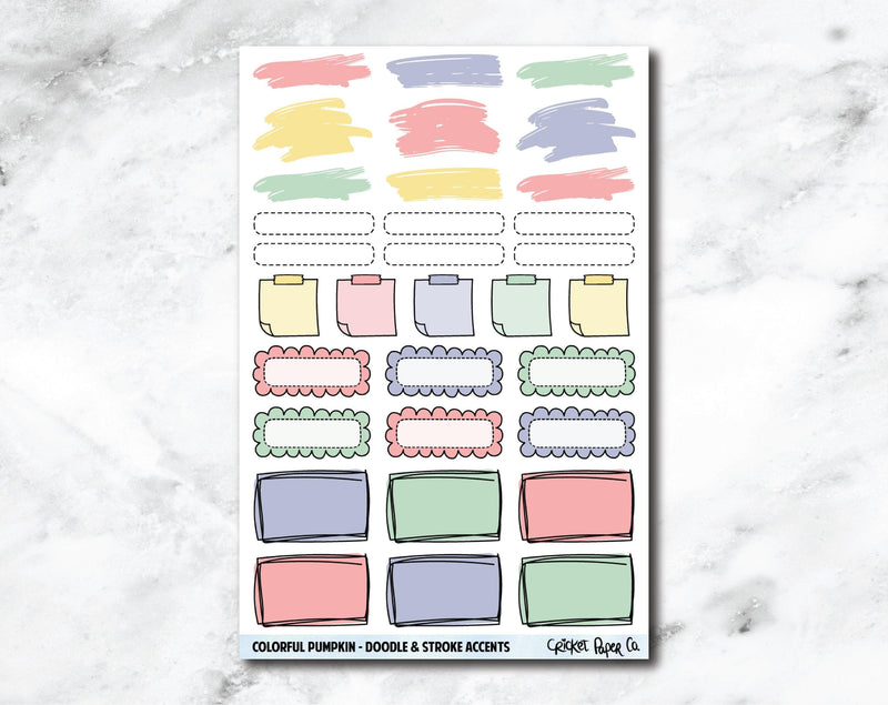 Doodle & Stroke Accents Planner Stickers - Colorful Pumpkin-Cricket Paper Co.