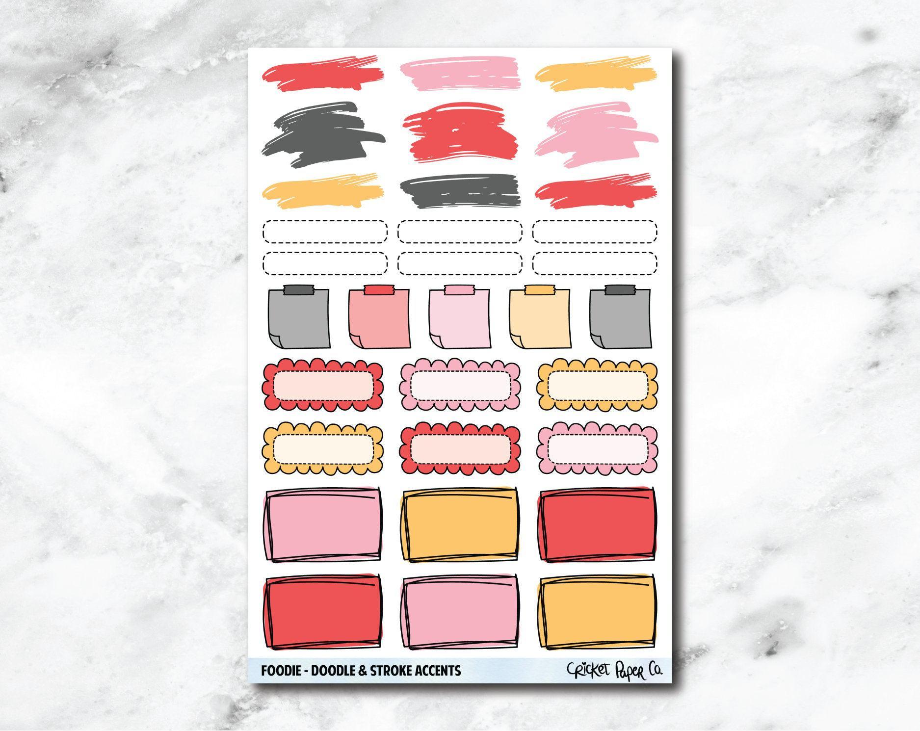 Doodle & Stroke Accents Planner Stickers - Foodie-Cricket Paper Co.