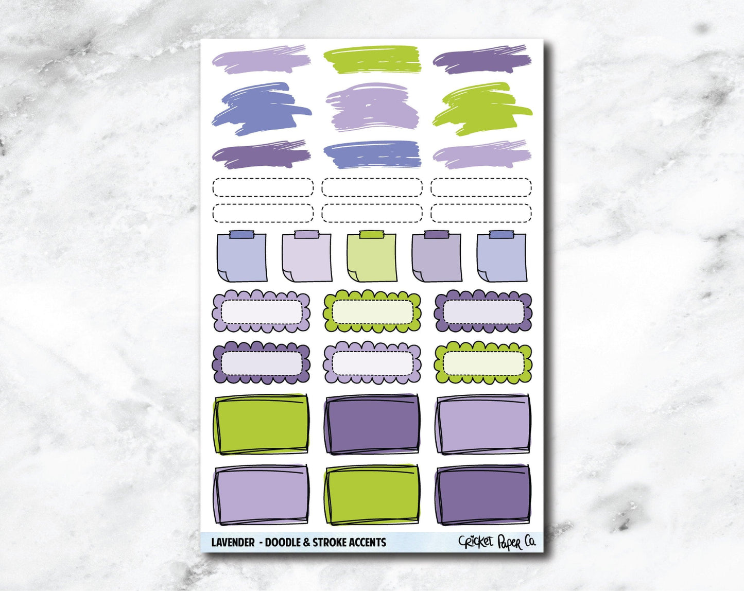 Doodle & Stroke Accents Planner Stickers - Lavender-Cricket Paper Co.
