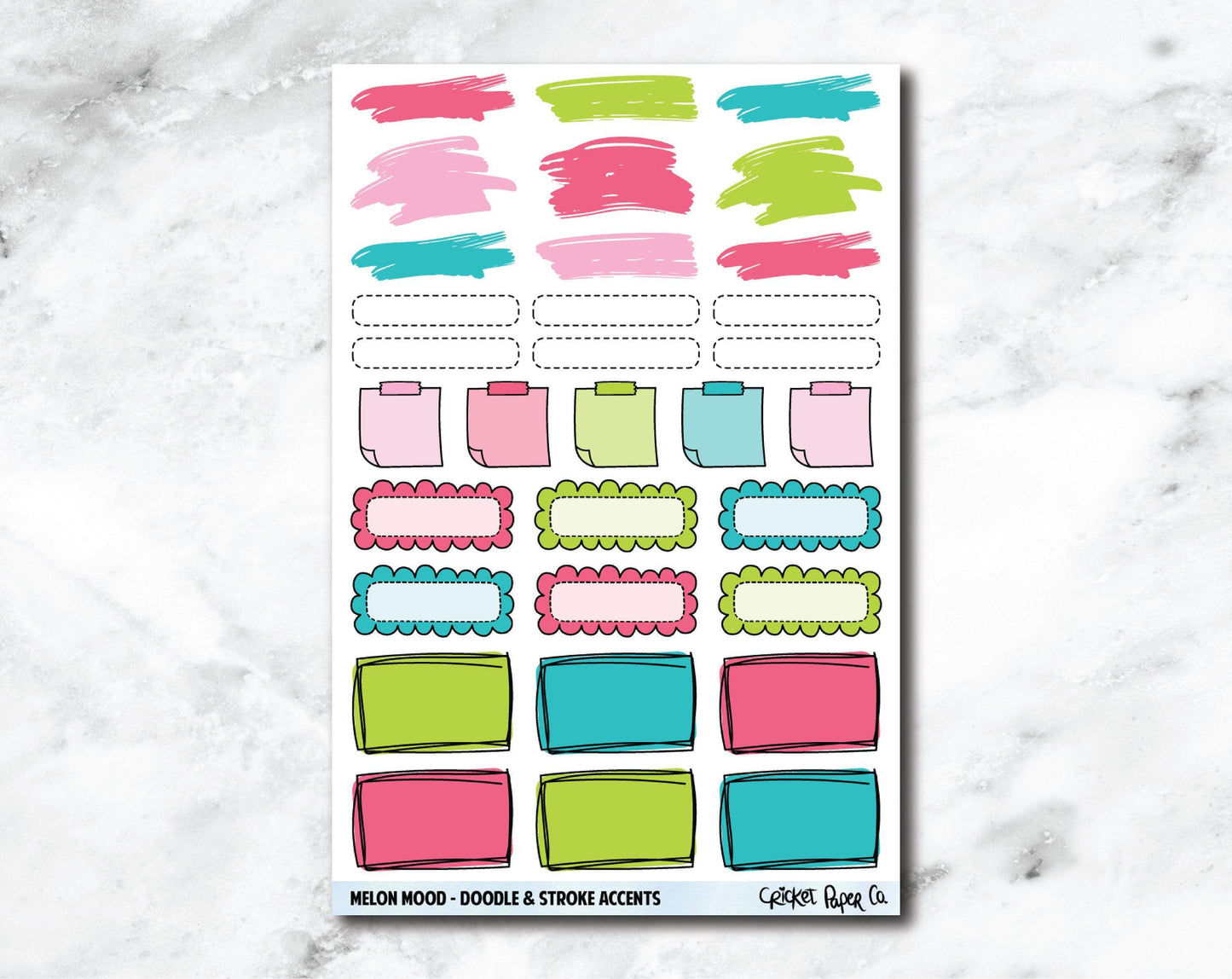 Doodle & Stroke Accents Planner Stickers - Melon Mood-Cricket Paper Co.