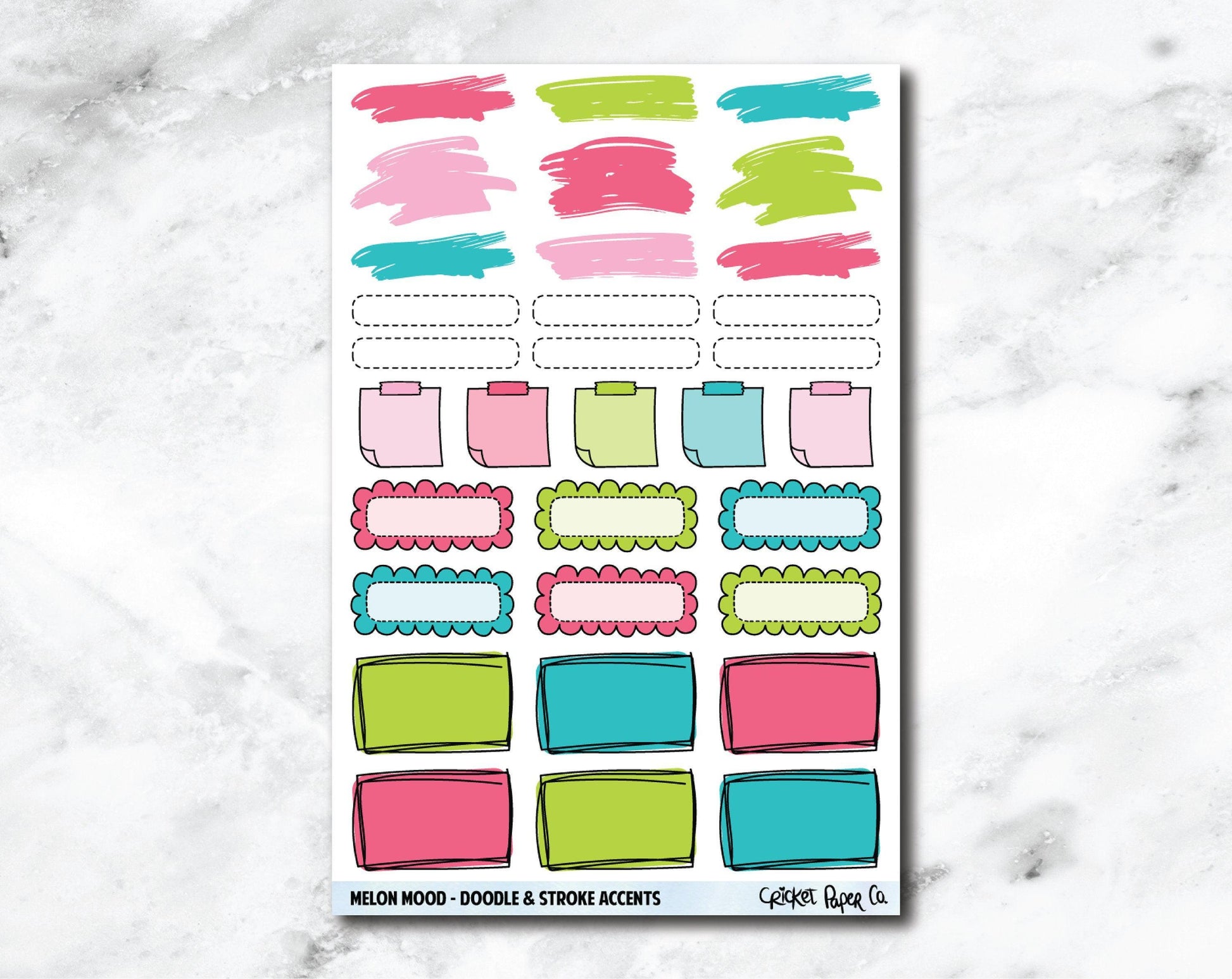 Doodle & Stroke Accents Planner Stickers - Melon Mood-Cricket Paper Co.