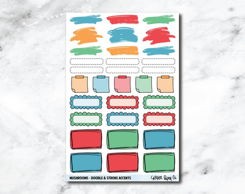 Doodle & Stroke Accents Planner Stickers - Mushrooms-Cricket Paper Co.
