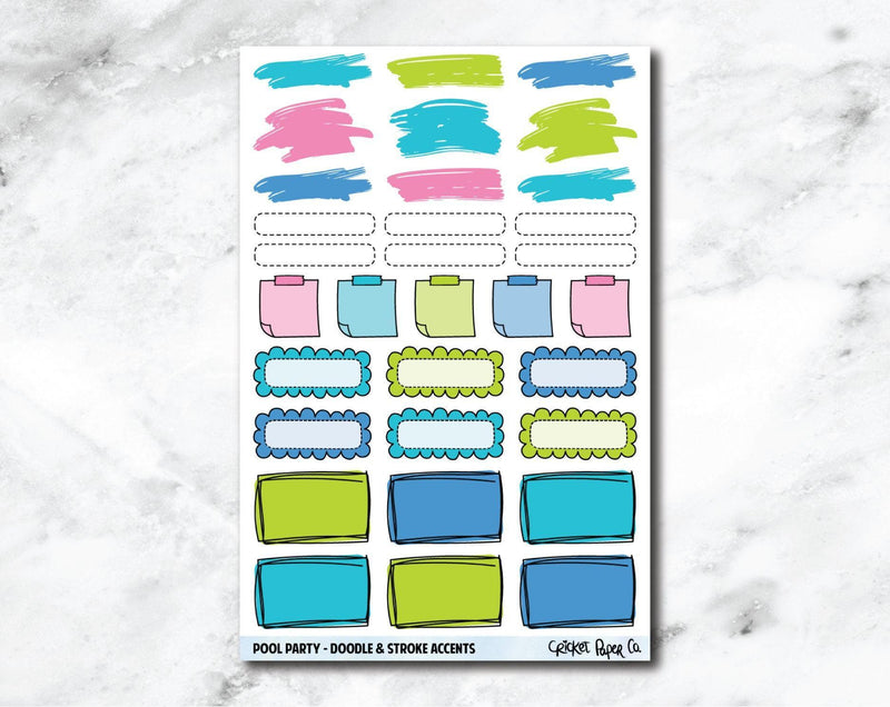 Doodle & Stroke Accents Planner Stickers - Pool Party-Cricket Paper Co.