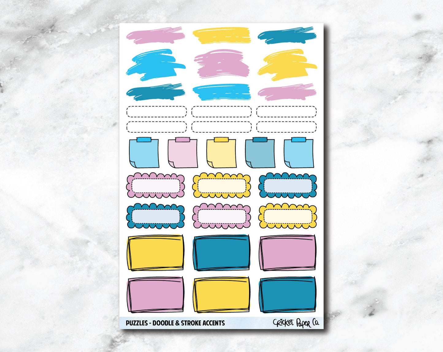 Doodle & Stroke Accents Planner Stickers - Puzzles-Cricket Paper Co.