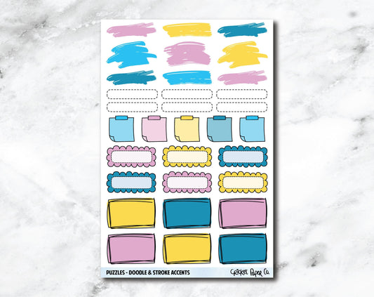 Doodle & Stroke Accents Planner Stickers - Puzzles-Cricket Paper Co.