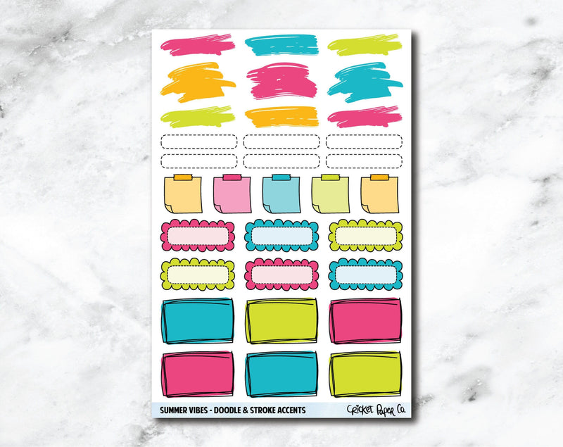 Doodle & Stroke Accents Planner Stickers - Summer Vibes-Cricket Paper Co.