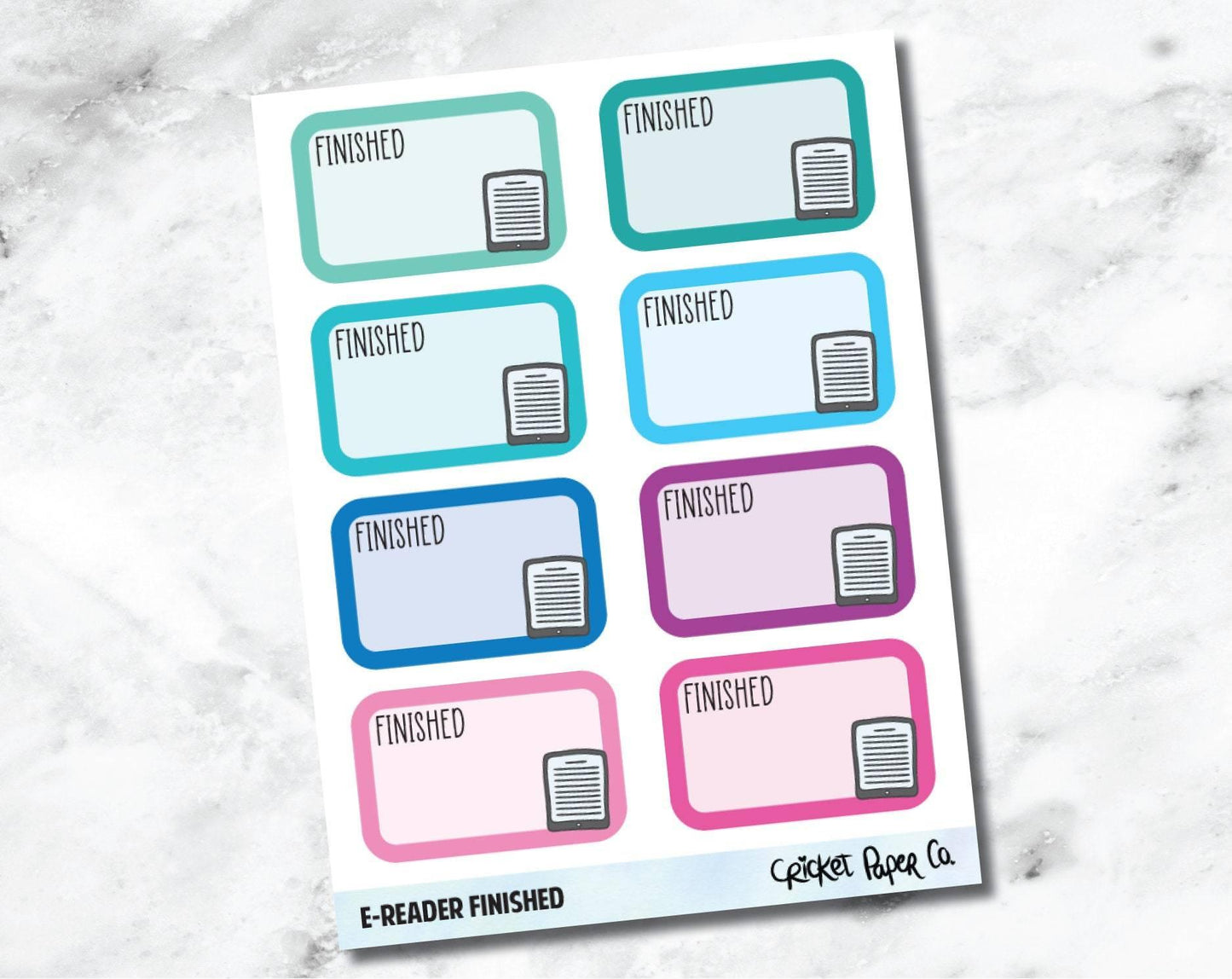 E-Reader Finished - Reading and Bookish Planner Stickers-Cricket Paper Co.