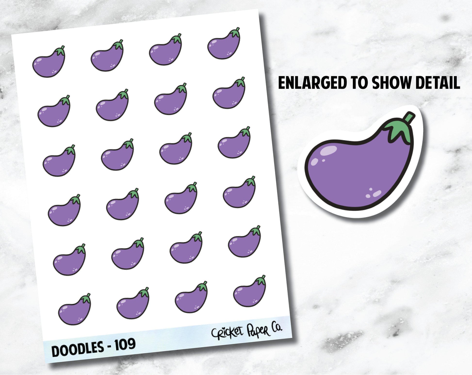 Eggplant, Vegetable, Food Hand Drawn Doodles - 109-Cricket Paper Co.
