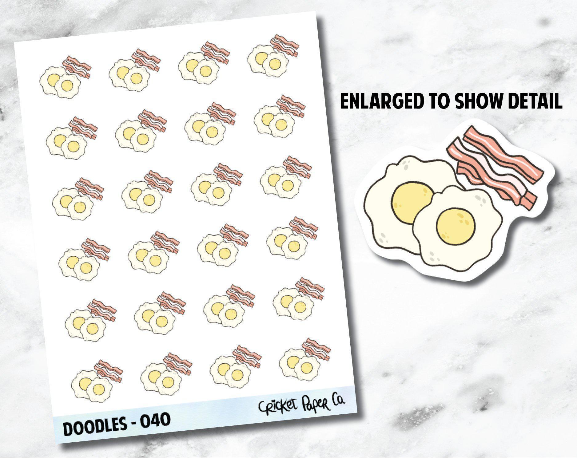 Eggs and Bacon, Breakfast, Brunch, Keto Hand Drawn Doodles - 040-Cricket Paper Co.