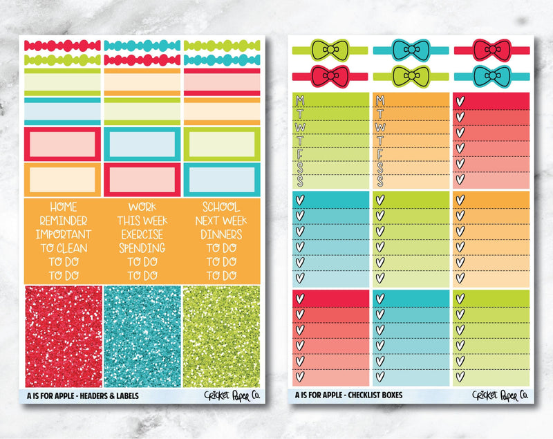 FULL KIT Planner Stickers - A Is for Apple-Cricket Paper Co.