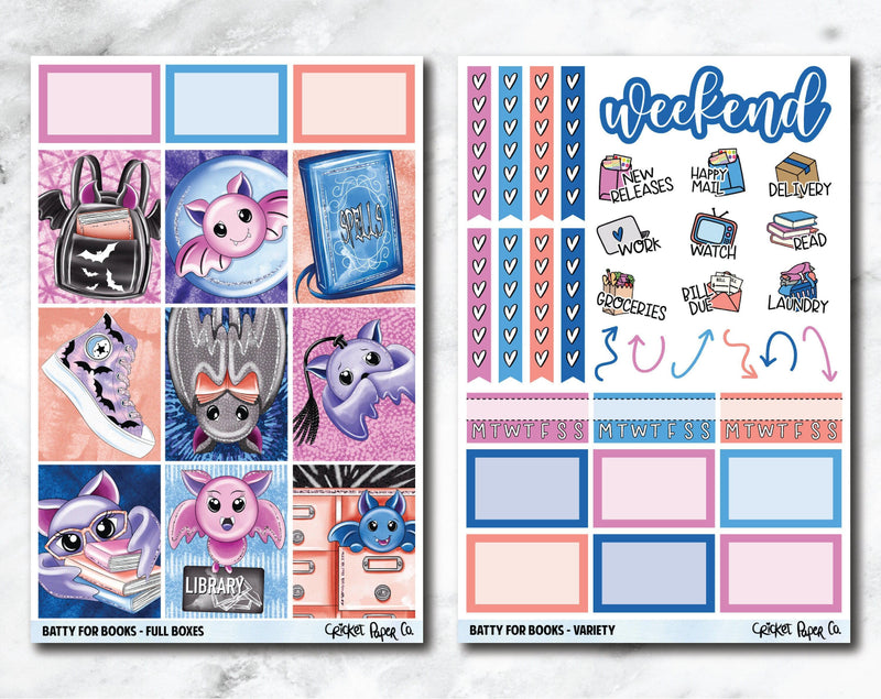 FULL KIT Planner Stickers - Batty for Books-Cricket Paper Co.