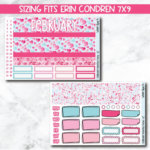 February Monthly View Planner Sticker Kit for 7x9 Planners-Cricket Paper Co.