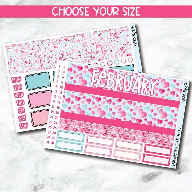 February Monthly View Planner Sticker Kit for 7x9 Planners-Cricket Paper Co.