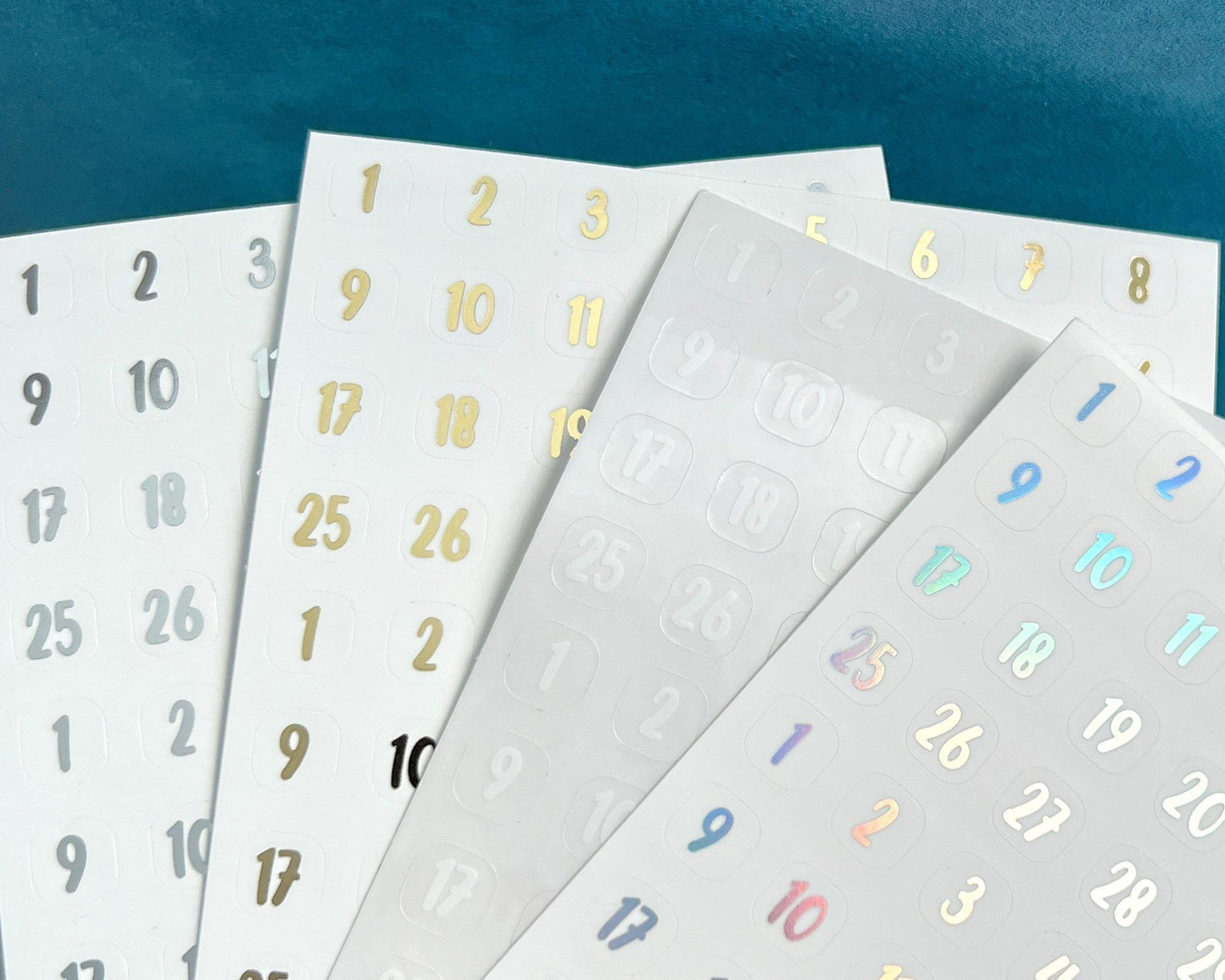 Foiled and White Date Dot Numbers Planner Stickers-Cricket Paper Co.