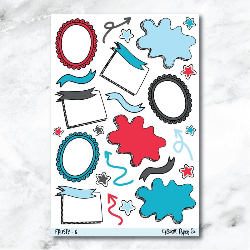 Frosty Bullet Journal Style Journaling and Planner Stickers - G-Cricket Paper Co.
