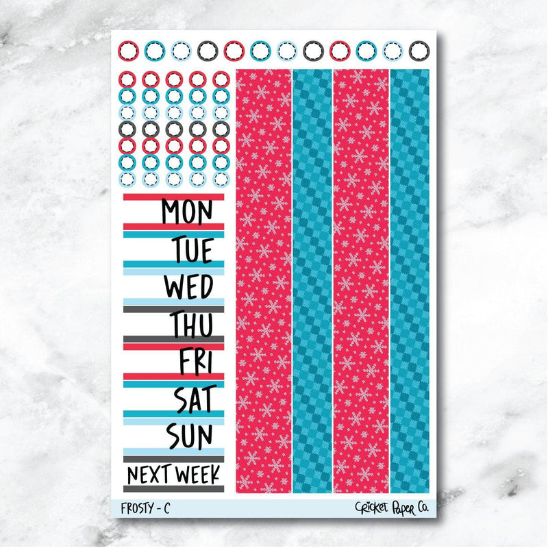 Frosty Date Cover and Washi Strip Journaling and Planner Stickers - C-Cricket Paper Co.