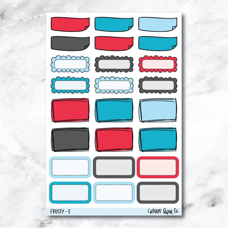 Frosty Doodle Boxes Journaling and Planner Stickers - E-Cricket Paper Co.