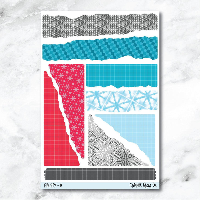 Frosty Torn Paper Edges Journaling and Planner Stickers - D-Cricket Paper Co.