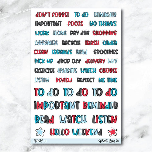 Frosty Typeface Journaling and Planner Stickers - I-Cricket Paper Co.
