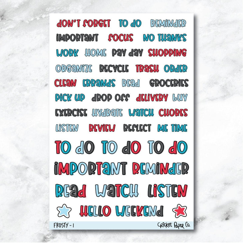Frosty Typeface Journaling and Planner Stickers - I-Cricket Paper Co.