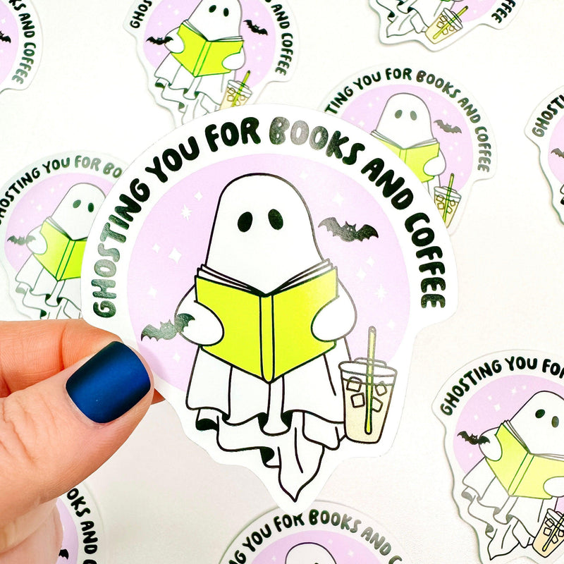 Ghosting for Books & Coffee - Bookish Vinyl Sticker-Cricket Paper Co.