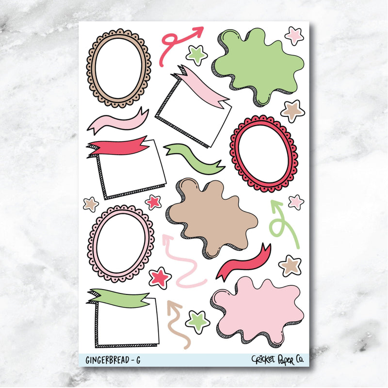 Gingerbread Bullet Journal Style Journaling and Planner Stickers - G-Cricket Paper Co.