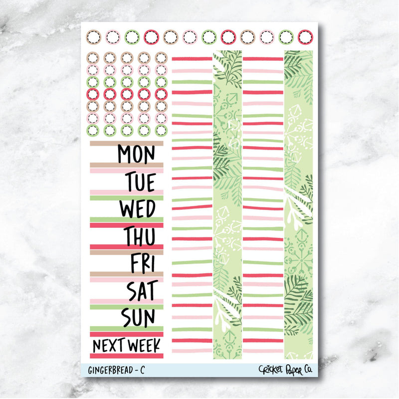 Gingerbread Date Cover and Washi Strip Journaling and Planner Stickers - C-Cricket Paper Co.