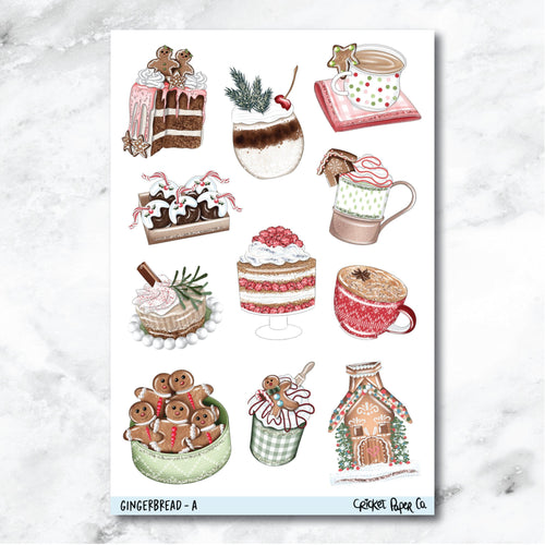 Gingerbread Decorative Journaling and Planner Stickers - A-Cricket Paper Co.