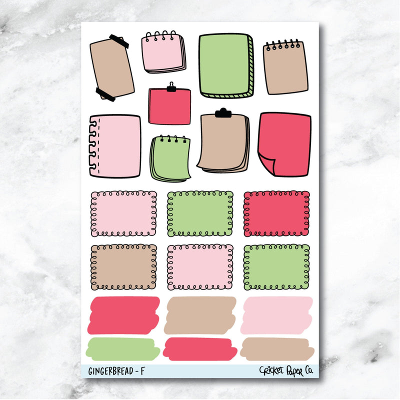 Gingerbread Doodle Accents Journaling and Planner Stickers - F-Cricket Paper Co.