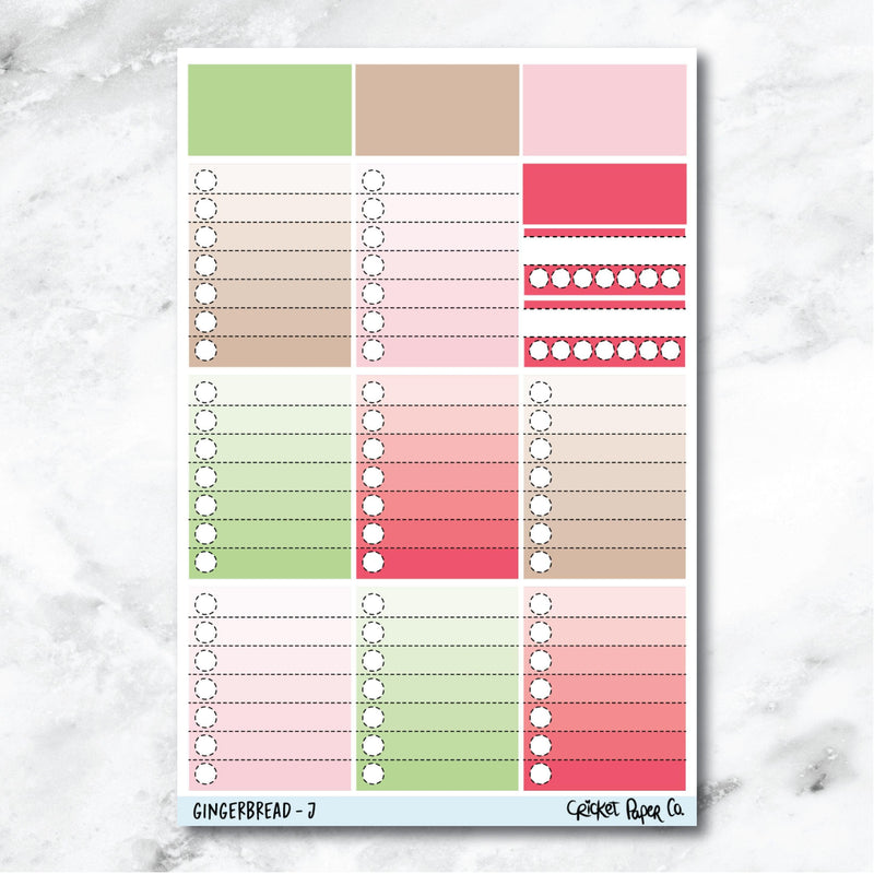Gingerbread Full Box Checklists Journaling and Planner Stickers - J-Cricket Paper Co.