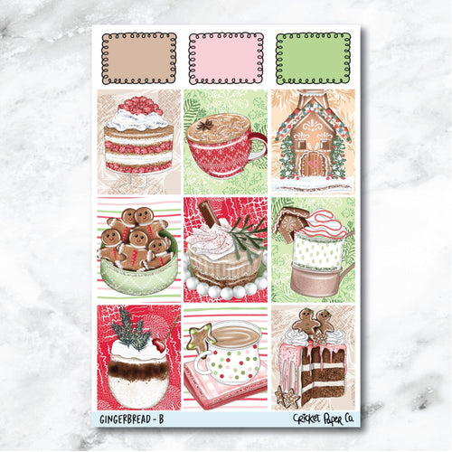Gingerbread Full Box Journaling and Planner Stickers - B-Cricket Paper Co.
