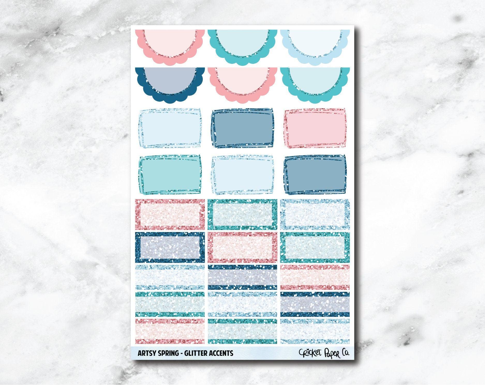 Glitter Accents Planner Stickers - Artsy Spring-Cricket Paper Co.