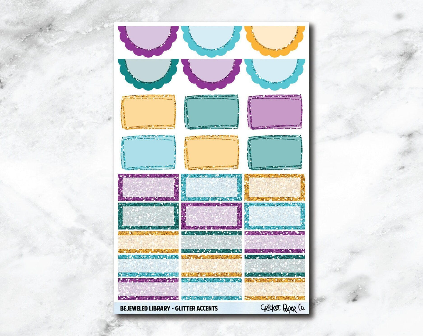 Glitter Accents Planner Stickers - Bejeweled Library-Cricket Paper Co.