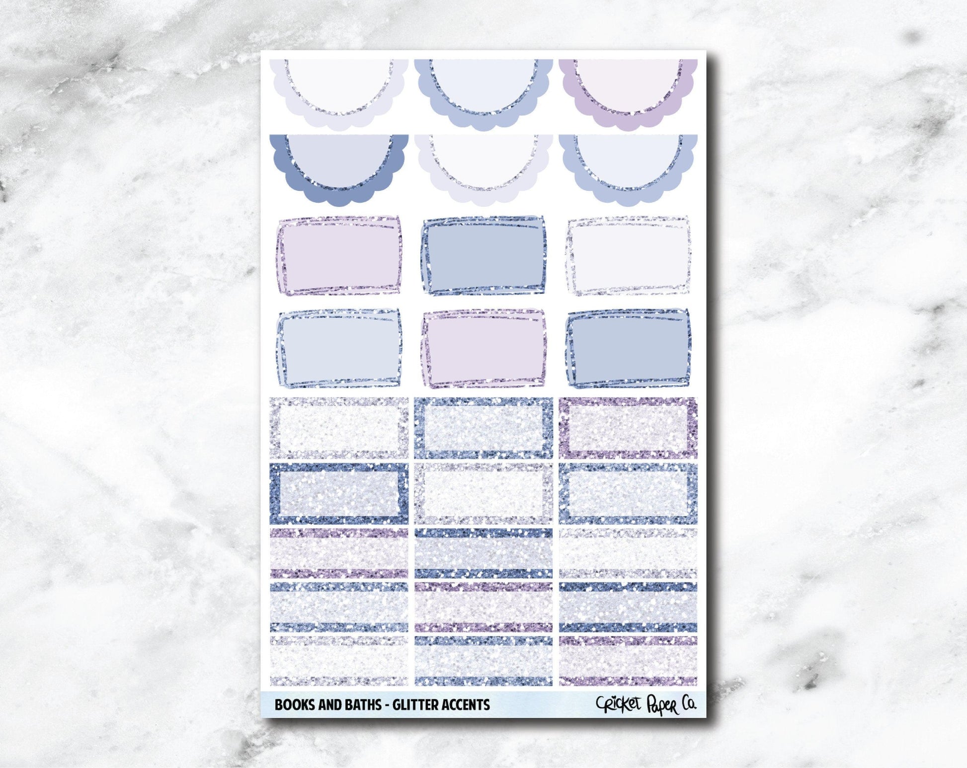 Glitter Accents Planner Stickers - Books and Baths-Cricket Paper Co.