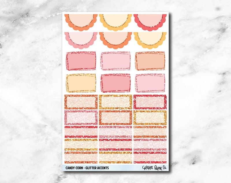 Glitter Accents Planner Stickers - Candy Corn-Cricket Paper Co.