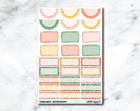 Glitter Accents Planner Stickers - Citrus Daisy-Cricket Paper Co.