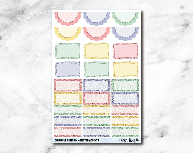 Glitter Accents Planner Stickers - Colorful Pumpkin-Cricket Paper Co.