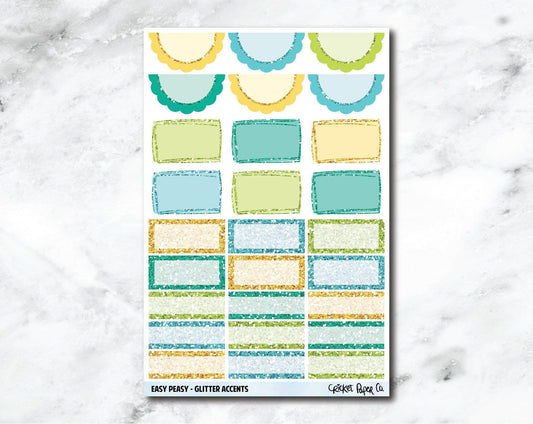 Glitter Accents Planner Stickers - Easy Peasy-Cricket Paper Co.